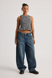 Ella Shirred Tank, BLACK GINGHAM - alternate image 2