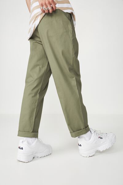 Men Barrel Leg Long Pants - Khaki - SM2510159A
