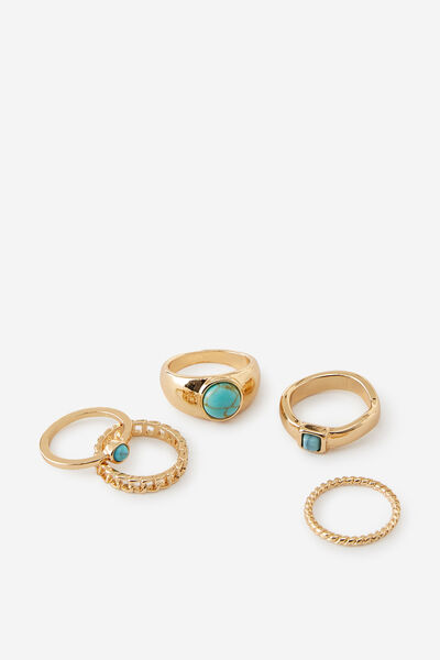 Multi Pack Chunky Rings, GOLD
