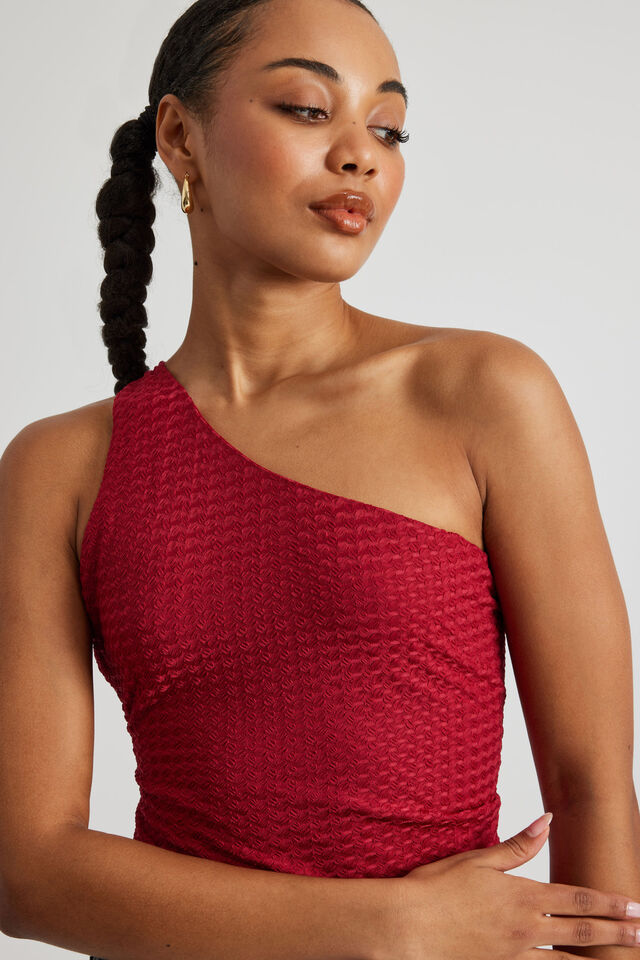 Ellie One Shoulder Top, RED