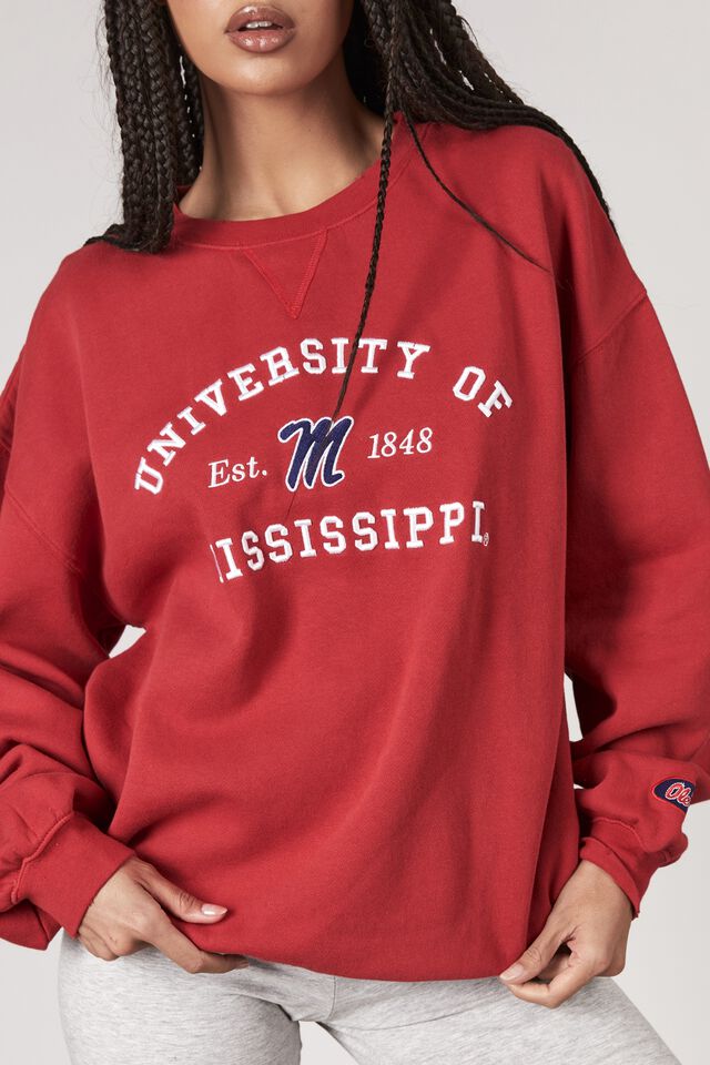Lcn College Oversized Graphic Crew, LCN MIS WASHED RED/MISSISSIPPI