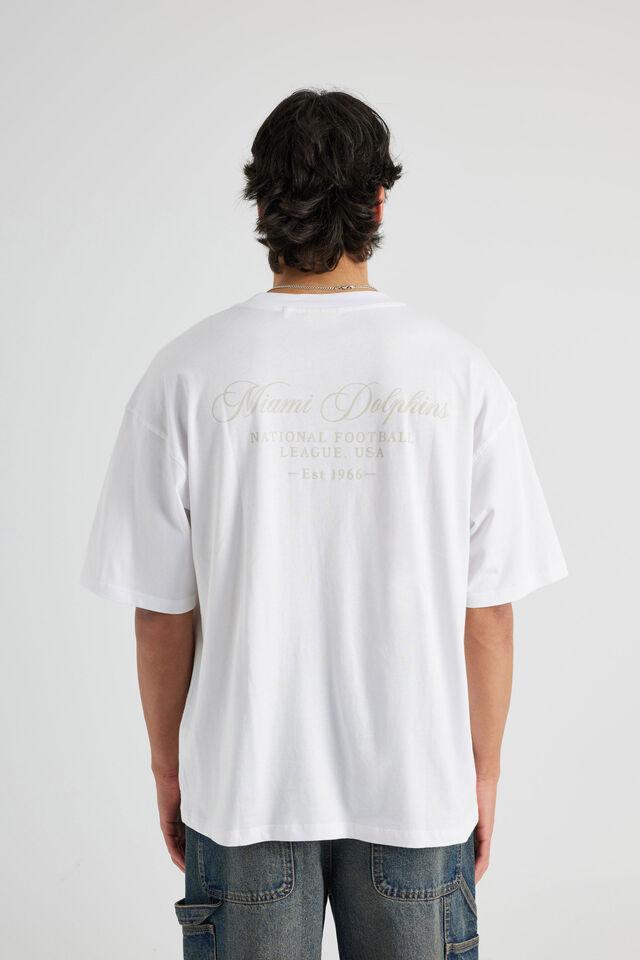 Box Fit Nfl Tshirt, LCN NFL WHITE/DOLPHINS TONAL CURSIVE