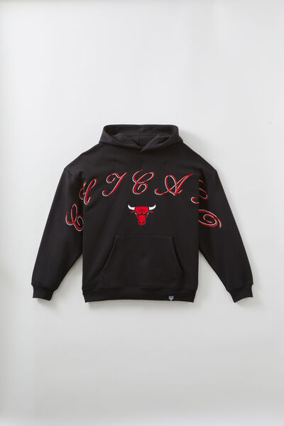 Nba Hoodie, LCN NBA BLACK/BULLS CURSIVE SCRIPT