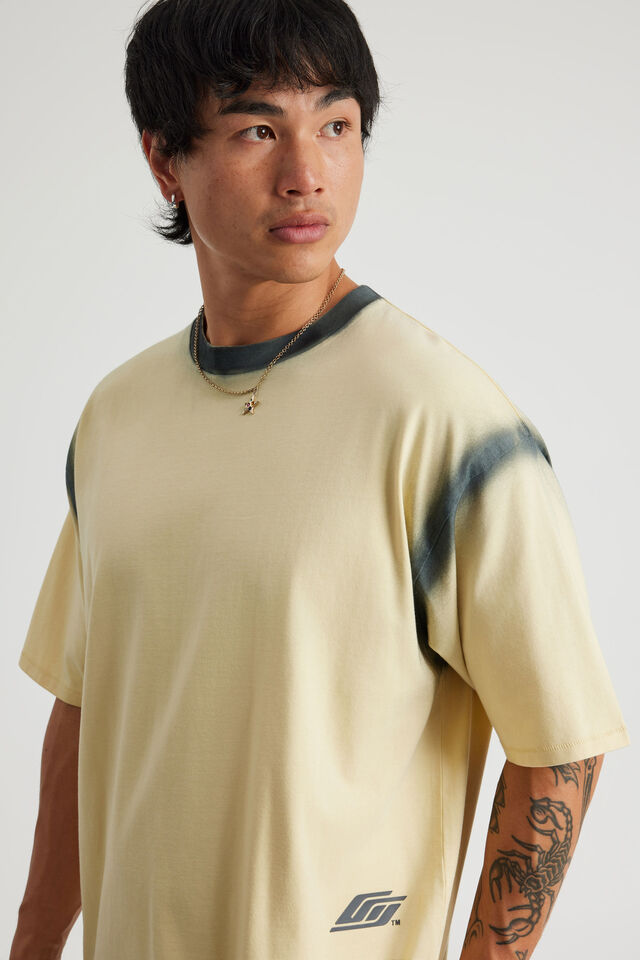 Open Gallery Box Fit Tshirt, OG DAFFODIL/OUTLINE SPRAY