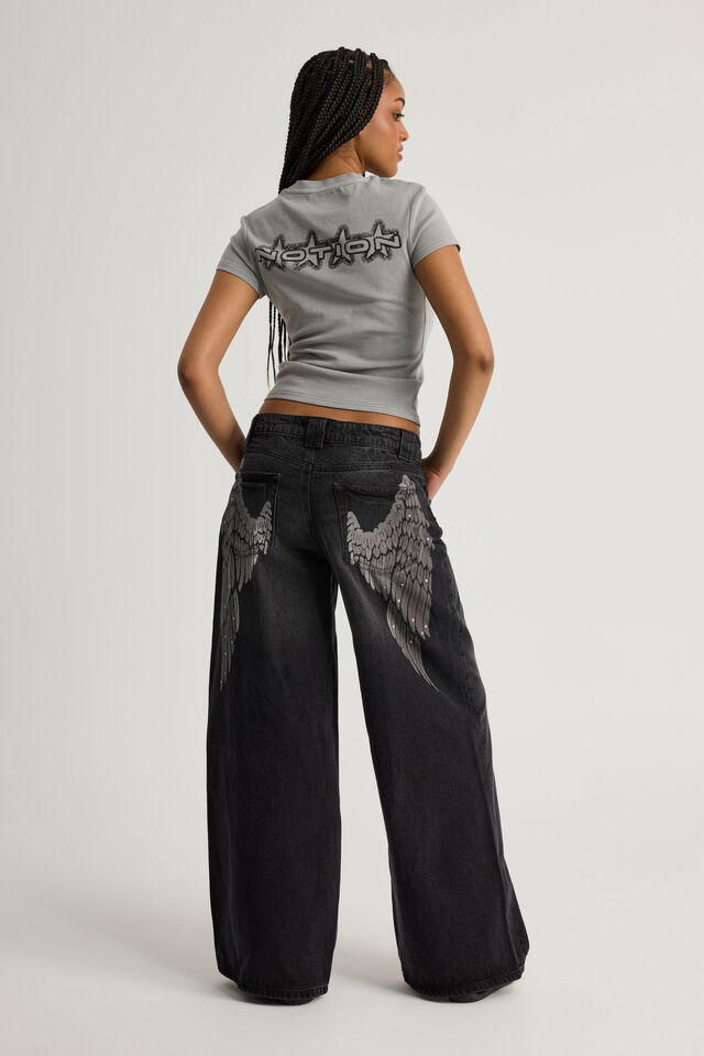 Mega Baggy Jean, EXTREME BLACK WASH _ ANGEL WINGS