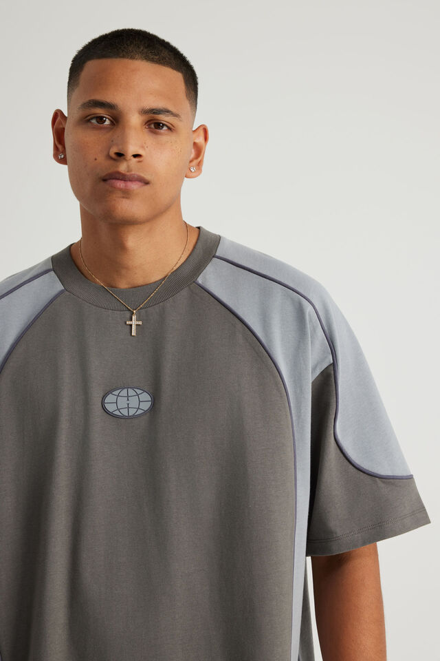 Half Half Boxy Tshirt, HH IRON/CONCRETE FLUID