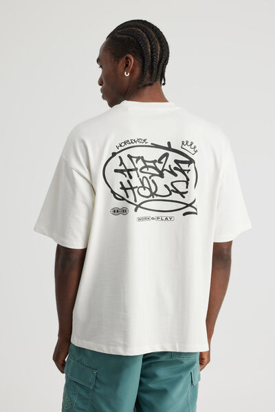 Half Half Heavyweight Box Fit Graphic Tshirt, HH CLOUD/HALF HALF CHAIN REACTION