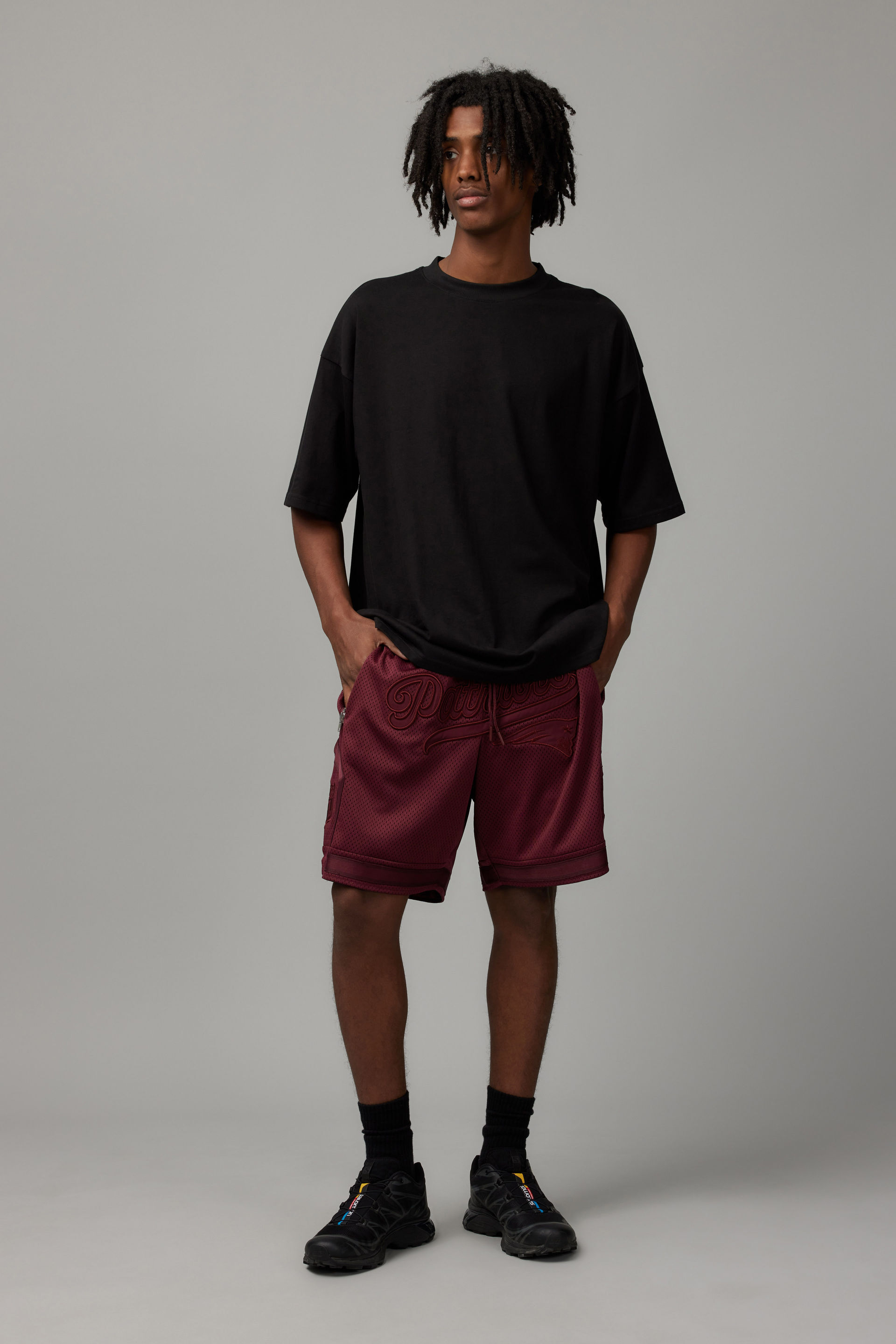 Grey and black shop shorts