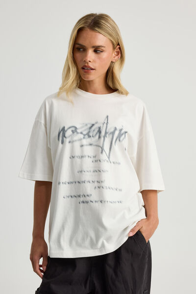 Oversized Graphic Tee, MARSHMELLOW/NOSTALGIA