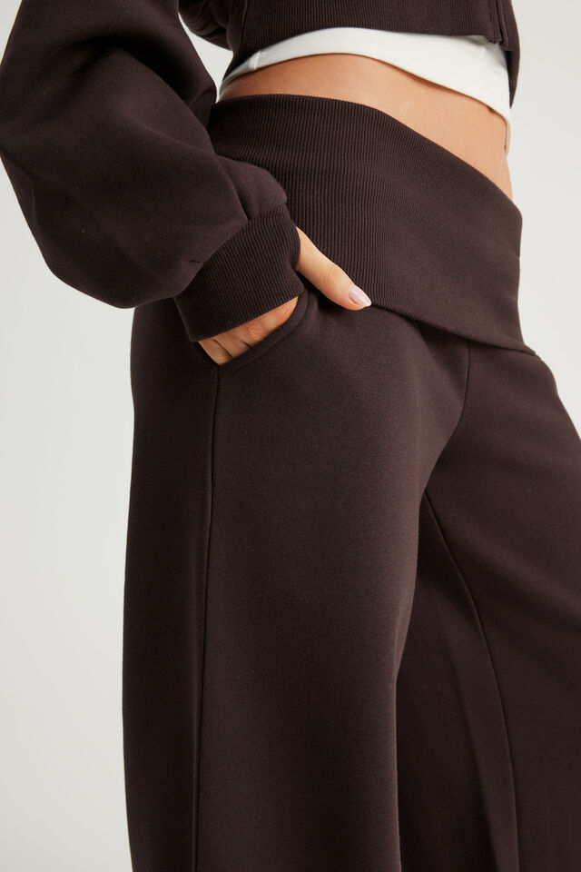 Wide Waistband Trackpant, CHOC NOIR