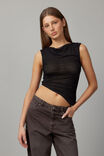 Olivia Mesh Asymmetric Hem Top, BLACK - alternate image 1