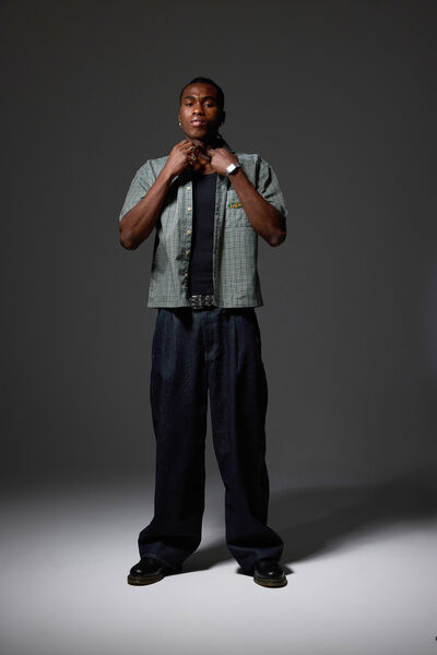 Half Half Boxy Cropped Short Sleeve Shirt, NAVY GREEN CHECK/HH PILL