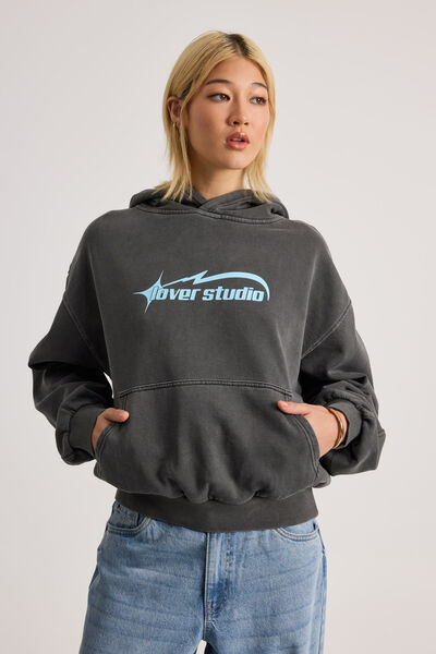 Chloe Hoodie, WASHED BLACK/LOVER STUDIO