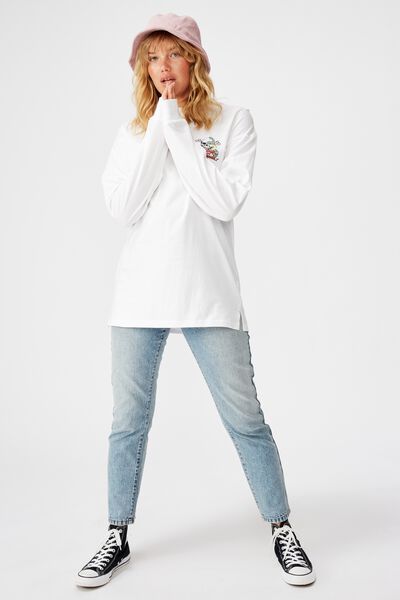 Oversized Ls Graphic Tee, SKULL LOVER_WHITE