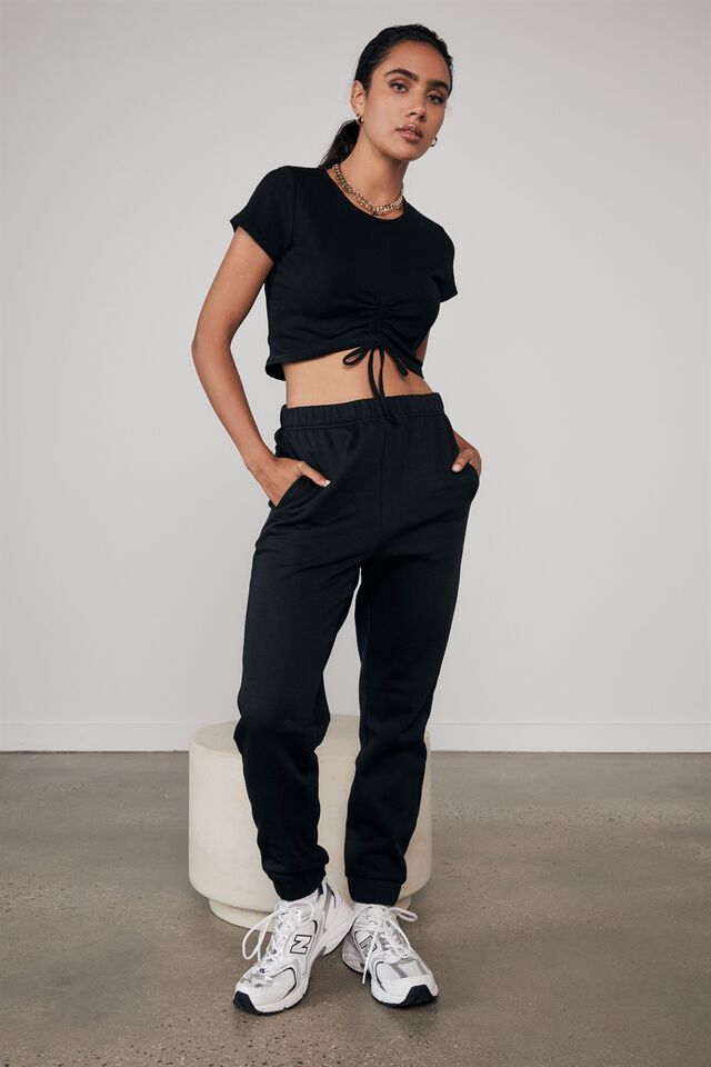 Super High Rise Trackpant, BLACK