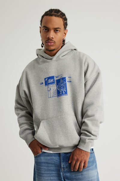 Spongebob Squarepants X Half Half Hoodie, LCN NIC GREY MARLE/KRABBY PATTY