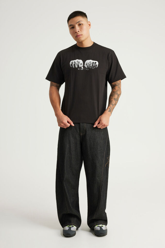 Half Half Heavyweight Core Fit Tshirt, HH BLACK/KNUCKLES