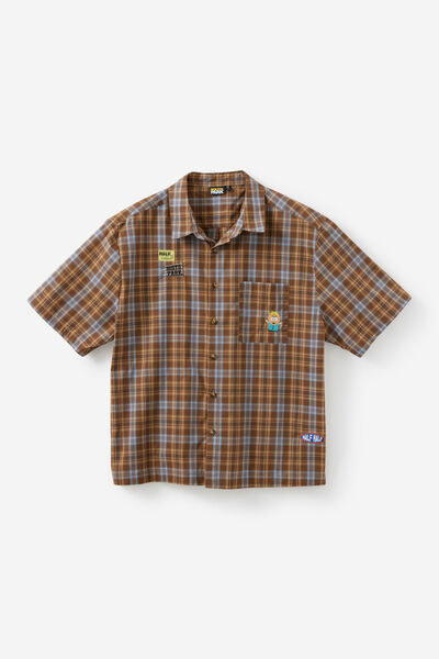 South Park X Half Half Boxy Cropped Short Sleeve S, LCN SOUTH PARK ICONS/BROWN CHECK