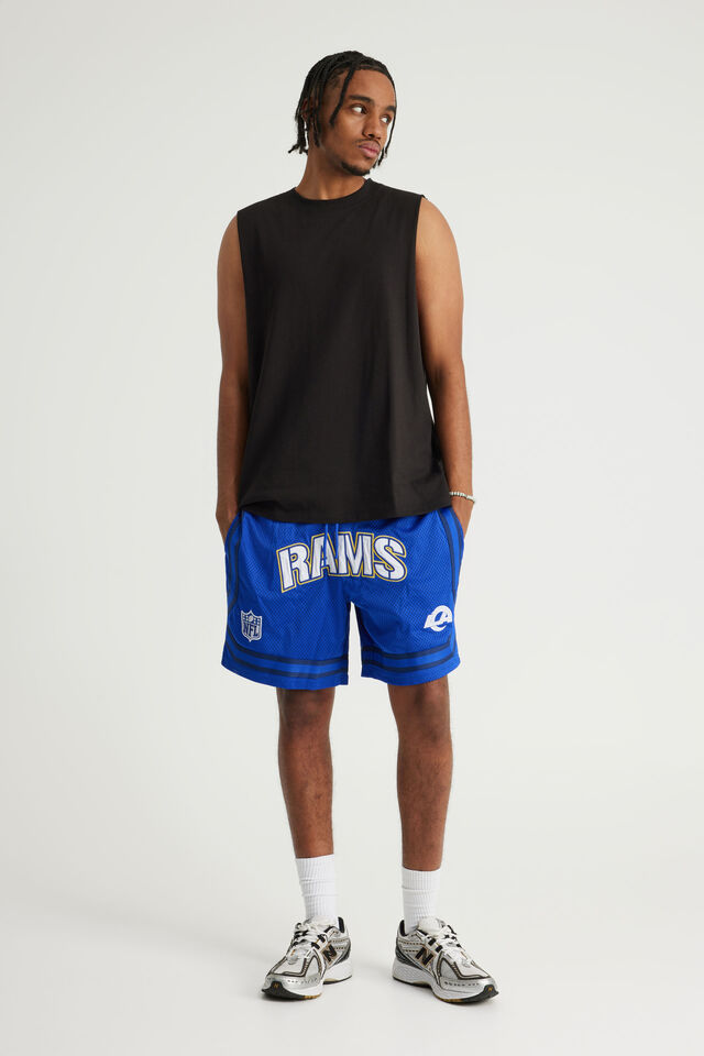 Nfl Basketball Short, LCN NFL NAVY SIDE STRIPE/LA RAMS