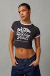 Licensed Cropped Fitted Graphic Tee, LCN BRA ROLLING STONES / PHANTOM - alternate image 1