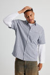 Short Sleeve Shirt, WHITE/NAVY CHECK - alternate image 2