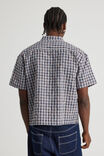 Half Half Boxy Cropped Ss Shirt With Zip, HH GREY CHECK SEERSUCKER - alternate image 3