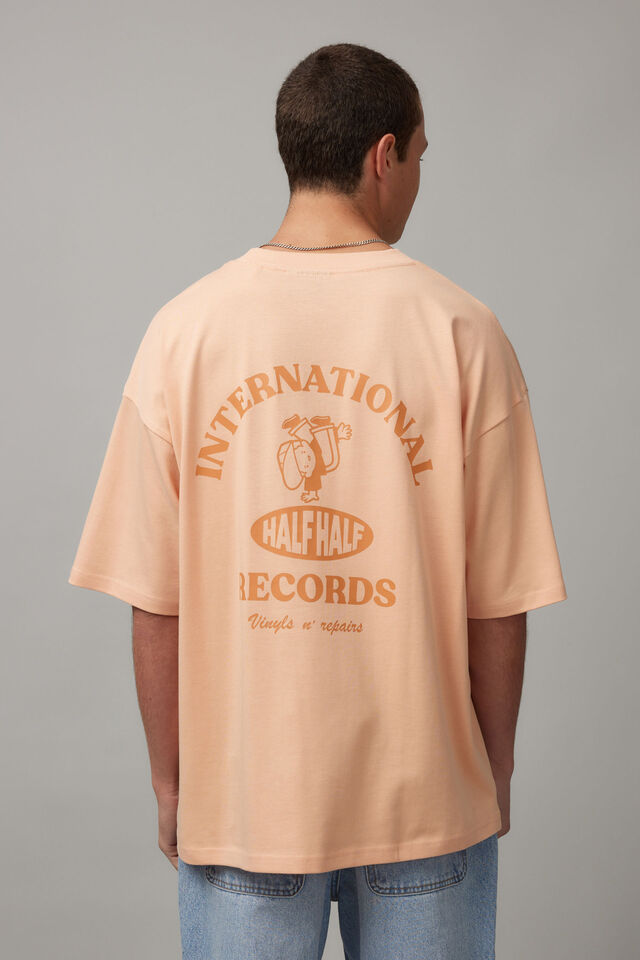 Heavy Weight Box Fit Graphic Tshirt, HH ORANGE/HALF HALF RECORDS