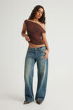 Soft Washed Off Shoulder Top, BROWN SUGAR - alternate image 2