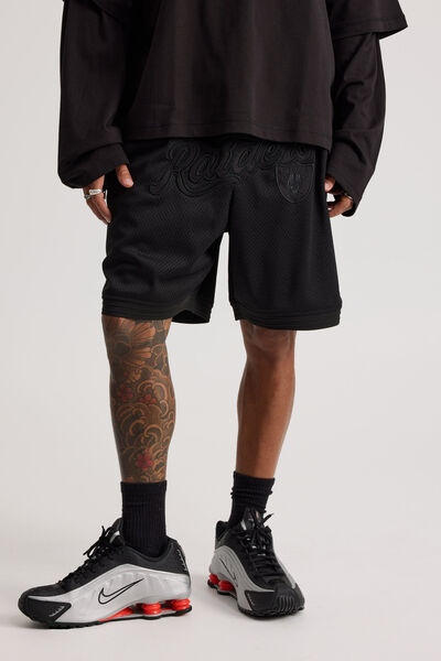Nfl Basketball Short, LCN NFL BLACK/RAIDERS BLACK STEALTH