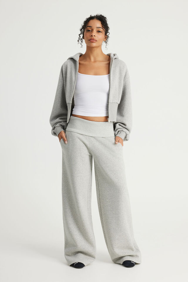 Wide Waistband Trackpant, GREY MARLE