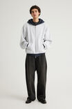 Open Gallery Zip Thru Hoodie, OG SILVER MARLE/NAVY SPLICE - alternate image 4