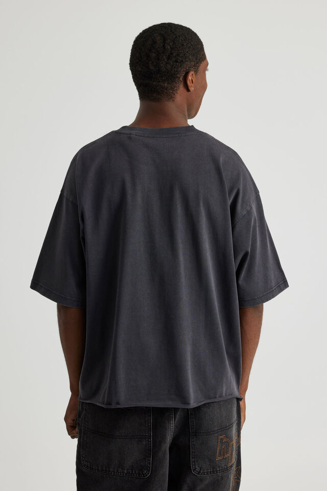 Half Half Boxy Cropped Graphic Tshirt, HH WASHED BLACK/HALF HALF FACTORY