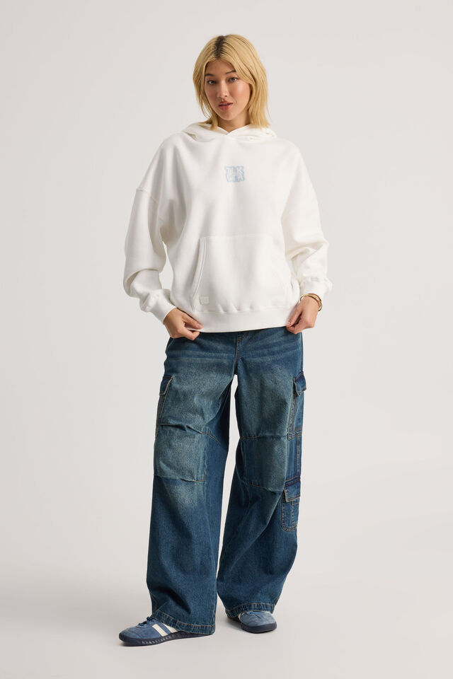 Harley Slouchy Hoodie, VINATGE WHITE/TLK LTR AIRY BLUE