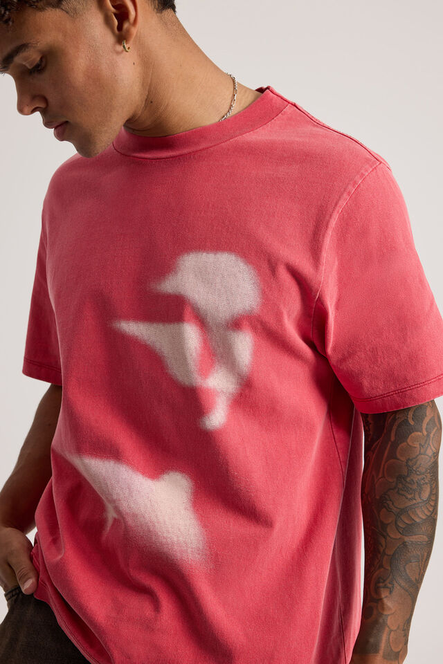 Notion Vintage Slim Fit Graphic Tshirt, NTN WASHED VARSITY RED/ABYSMAL