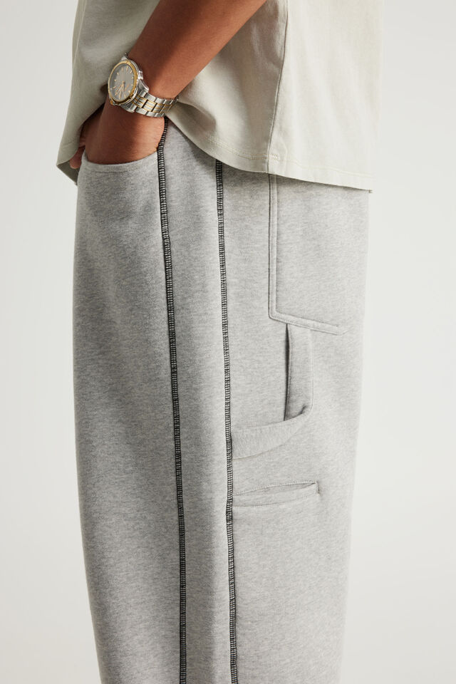 Baggy Trackpant, HH GREY MARLE/BLACK PIPING