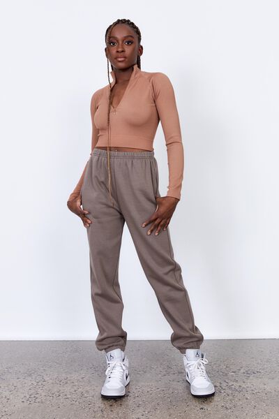 Super Slouchy Trackpant, BURNT IRON