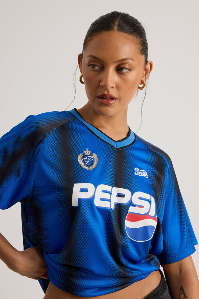 Lcn Pepsi V Neck Sports Jersey, LCN PEP GLOBE BLUE/PEPSI
