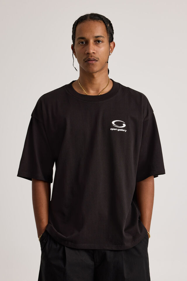 Open Gallery Heavyweight Box Fit Tshirt, OG BLACK/OPEN GALLERY MOTIFS