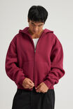 Authentics Boxy Zip Thru Hoodie, REDCURRENT - alternate image 4
