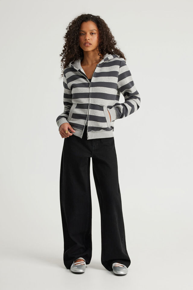 Notion Fitted Zip Through Hoodie, NTN SLATE STRIPE/SLEAZE