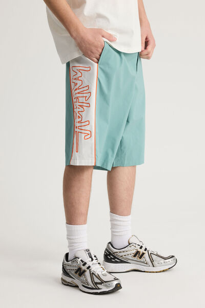Half Half Panelled Boardshort, AQUA PEARL/MARKER SIGNATURE
