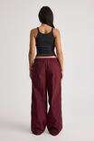 Freya Wide Leg  Woven Sporty Trackpant, CHERRY LACQUER - alternate image 3
