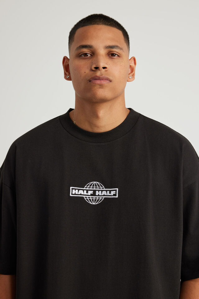 Half Half Heavyweight Box Fit Graphic Tshirt, HH BLACK/WORLDWIDE PILL