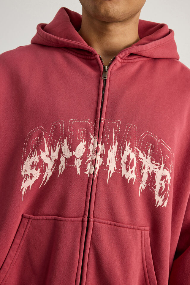 Marvel  Zip Thru Hoodie, LCN MAR TUSCAN RED/CARNAGE