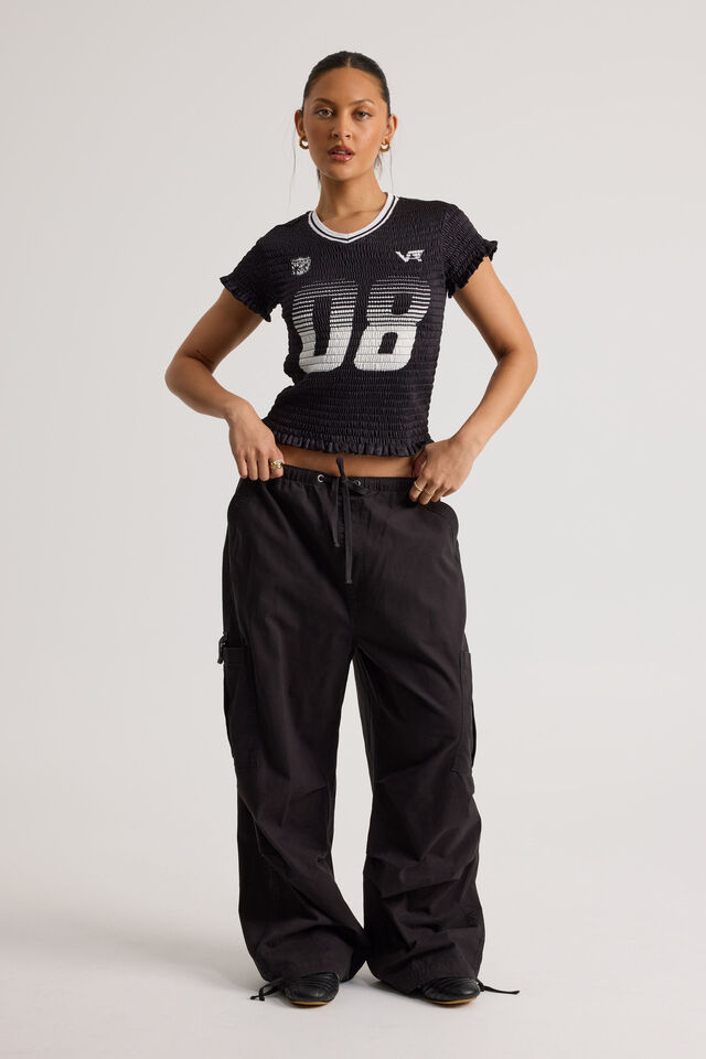 Shirred Fitted Sports Jersey, BLACK/08