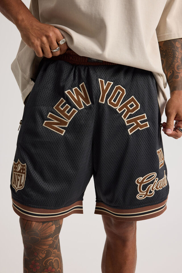 Nfl Basketball Short, LCN NFL PIRATE BLACK/NEW YORK GIANTS INFILL