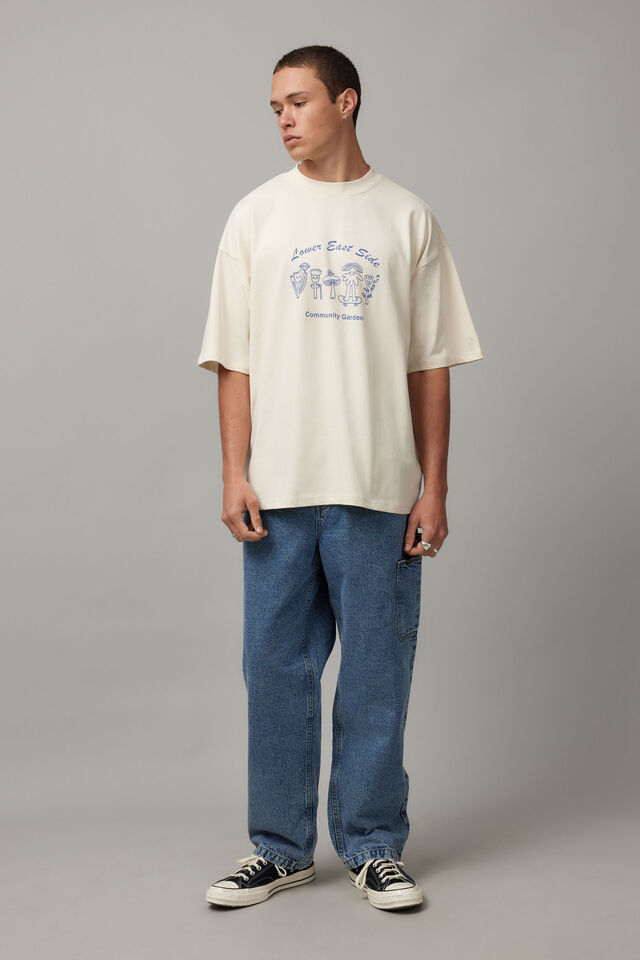 Half Half Heavyweight Box Fit Graphic Tshirt, OG OFF WHITE/COMMUNITY GARDEN
