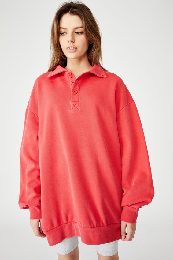Oversized Collared Crew, WASHED LYCHEE