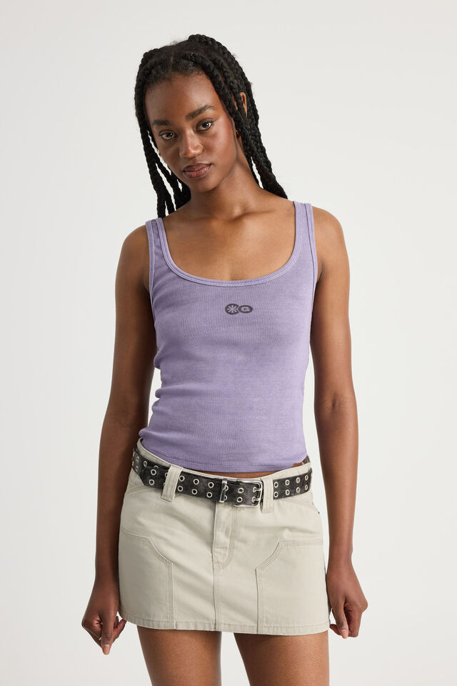 Open Gallery Rib Tank, WASHED PURPLE HAZE/OG