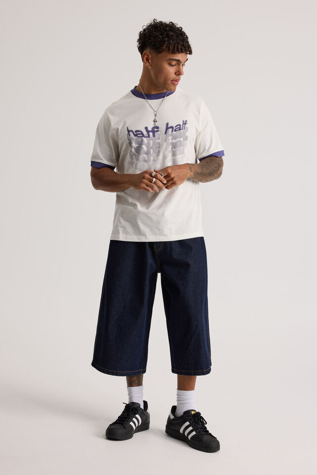 Half Half Slim Fit Ringer Tshirt, HH CLOUD/NEBULA WARPED VISION